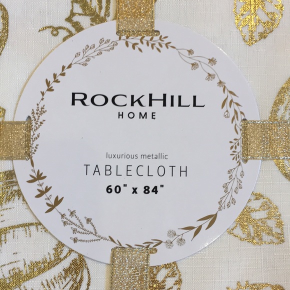 Metallic Pumpkin Harvest Fall Rectangular Tablecloth 60” X 84” sparkle gold NWT - Picture 2 of 16